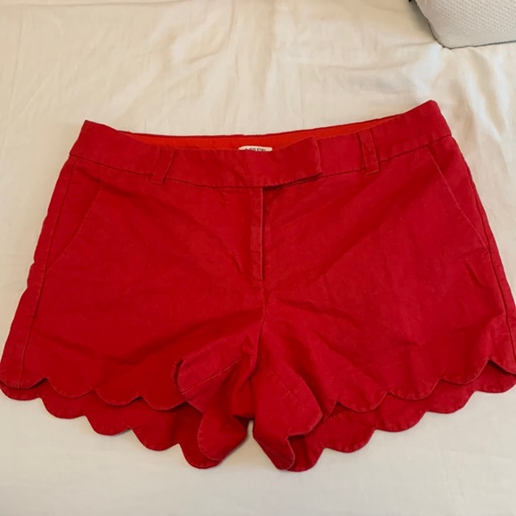 J.Crew Cherry red scalloped edged shorts. Size 6